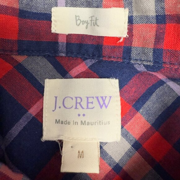 Women's J. CREW Lightweight Homespun Plaid Shirt in Boy Fit- Size M EUC - Picture 6 of 7